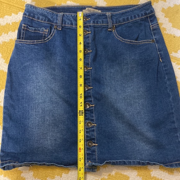 EUC BLUE EPIC unique button front denim mini skirt with fun back pockets size 14 - Picture 4 of 6